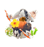 ハリネズミ ウサギ 花（個別スタンプ：36）
