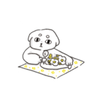 白い犬バンバンと花（個別スタンプ：22）