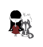 黒髪少女とペットの狼（個別スタンプ：12）