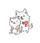 ピンク猫石英と青い犬ボール（個別スタンプ：38）