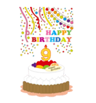 1～9歳、81歳～・年齢の誕生日お祝いケーキ（個別スタンプ：9）