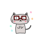 赤茶のメガネをかけたにゃんこ(文字無し)（個別スタンプ：1）