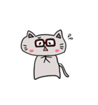 赤茶のメガネをかけたにゃんこ(文字無し)（個別スタンプ：2）