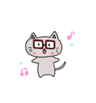 赤茶のメガネをかけたにゃんこ(文字無し)（個別スタンプ：3）