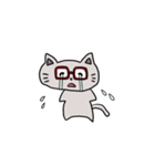 赤茶のメガネをかけたにゃんこ(文字無し)（個別スタンプ：4）