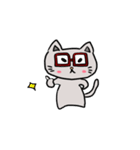 赤茶のメガネをかけたにゃんこ(文字無し)（個別スタンプ：5）