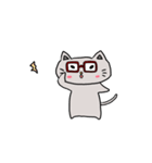 赤茶のメガネをかけたにゃんこ(文字無し)（個別スタンプ：7）
