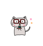 赤茶のメガネをかけたにゃんこ(文字無し)（個別スタンプ：8）
