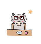 赤茶のメガネをかけたにゃんこ(文字無し)（個別スタンプ：9）
