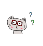 赤茶のメガネをかけたにゃんこ(文字無し)（個別スタンプ：12）