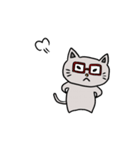 赤茶のメガネをかけたにゃんこ(文字無し)（個別スタンプ：14）