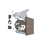 ウルフカット少女とサメの毎日スタンプ（個別スタンプ：32）