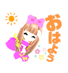 元気で明るいピンクの女の子100（個別スタンプ：1）