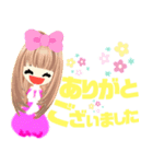 元気で明るいピンクの女の子100（個別スタンプ：5）