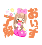 元気で明るいピンクの女の子100（個別スタンプ：13）