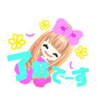 元気で明るいピンクの女の子100（個別スタンプ：14）