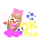 元気で明るいピンクの女の子100（個別スタンプ：17）