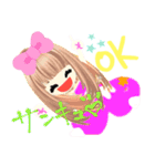 元気で明るいピンクの女の子100（個別スタンプ：18）