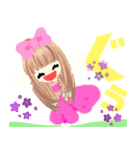 元気で明るいピンクの女の子100（個別スタンプ：19）