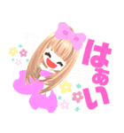 元気で明るいピンクの女の子100（個別スタンプ：21）