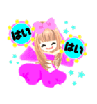 元気で明るいピンクの女の子100（個別スタンプ：22）