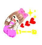 元気で明るいピンクの女の子100（個別スタンプ：36）