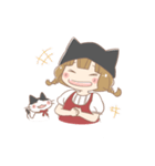 猫好き女の子とハチワレちゃん（個別スタンプ：2）