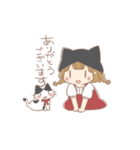 猫好き女の子とハチワレちゃん（個別スタンプ：3）