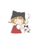 猫好き女の子とハチワレちゃん（個別スタンプ：5）