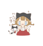 猫好き女の子とハチワレちゃん（個別スタンプ：6）
