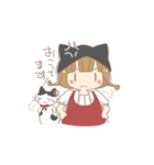 猫好き女の子とハチワレちゃん（個別スタンプ：7）