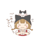 猫好き女の子とハチワレちゃん（個別スタンプ：8）