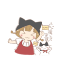 猫好き女の子とハチワレちゃん（個別スタンプ：9）