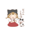 猫好き女の子とハチワレちゃん（個別スタンプ：10）