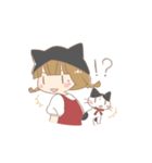 猫好き女の子とハチワレちゃん（個別スタンプ：11）