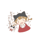 猫好き女の子とハチワレちゃん（個別スタンプ：12）