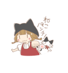 猫好き女の子とハチワレちゃん（個別スタンプ：16）