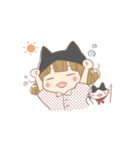 猫好き女の子とハチワレちゃん（個別スタンプ：17）