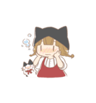 猫好き女の子とハチワレちゃん（個別スタンプ：22）
