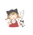 猫好き女の子とハチワレちゃん（個別スタンプ：25）