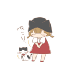 猫好き女の子とハチワレちゃん（個別スタンプ：28）