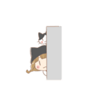 猫好き女の子とハチワレちゃん（個別スタンプ：29）