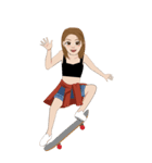 女の子かわいい若いスケートボードサーフ（個別スタンプ：10）
