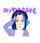 いろんな表情あおねこさん（個別スタンプ：3）