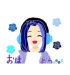 いろんな表情あおねこさん（個別スタンプ：15）