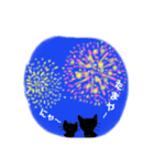 夏に〜猫と花火と金魚とひまわりと睡蓮（個別スタンプ：1）