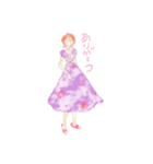 水彩女の子スタンプ2（個別スタンプ：2）