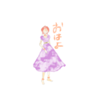 水彩女の子スタンプ2（個別スタンプ：3）