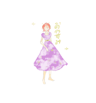 水彩女の子スタンプ2（個別スタンプ：6）