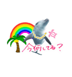 御蔵島のイルカと子供たちが描いたイルカ（個別スタンプ：14）